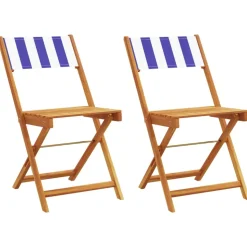 MAISON EXCLUSIVE - Chaises de bistrot lot de 2 bleu/blanc bois acacia massif tissu