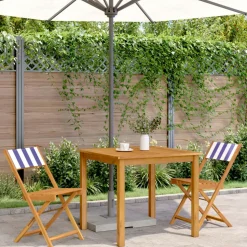 MAISON EXCLUSIVE - Chaises de bistrot lot de 2 bleu/blanc bois acacia massif tissu