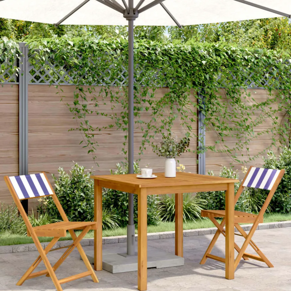 MAISON EXCLUSIVE - Chaises de bistrot lot de 2 bleu/blanc bois acacia massif tissu