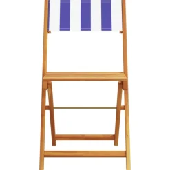 MAISON EXCLUSIVE - Chaises de bistrot lot de 2 bleu/blanc bois acacia massif tissu
