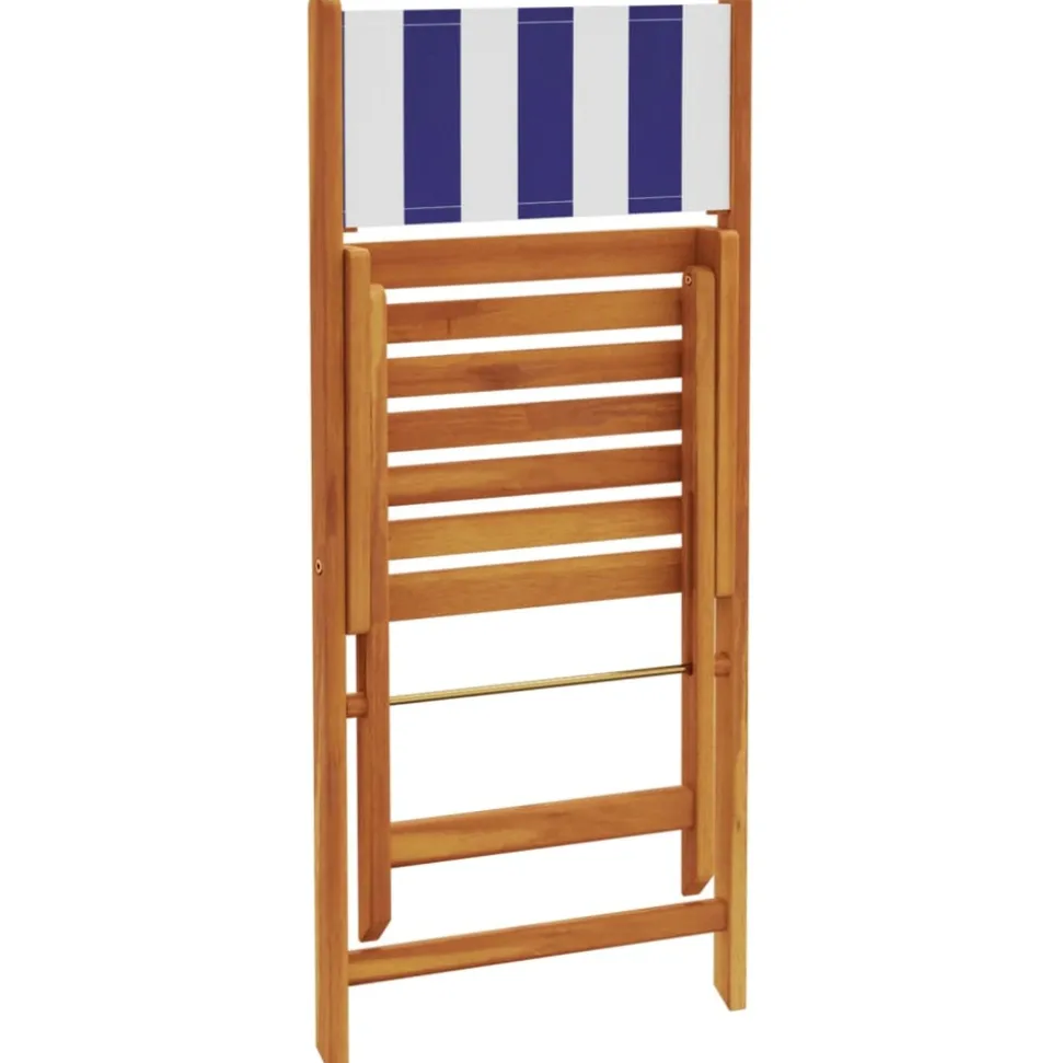 MAISON EXCLUSIVE - Chaises de bistrot lot de 2 bleu/blanc bois acacia massif tissu
