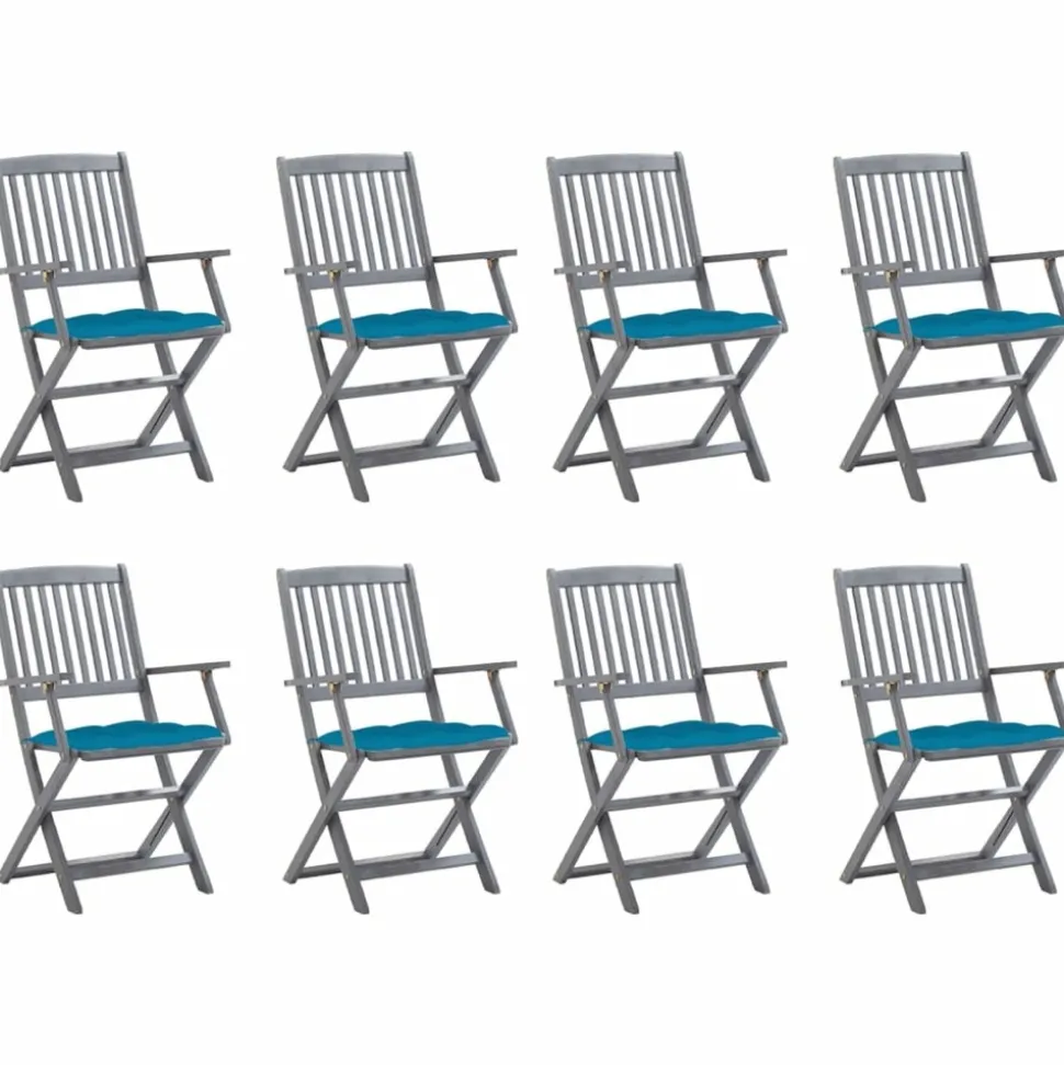 MAISON EXCLUSIVE - Chaises pliables d'extérieur lot de 8 et coussins bois d'acacia