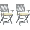 MAISON EXCLUSIVE - Chaises pliables d'extérieur lot de 2 et coussins bois d'acacia
