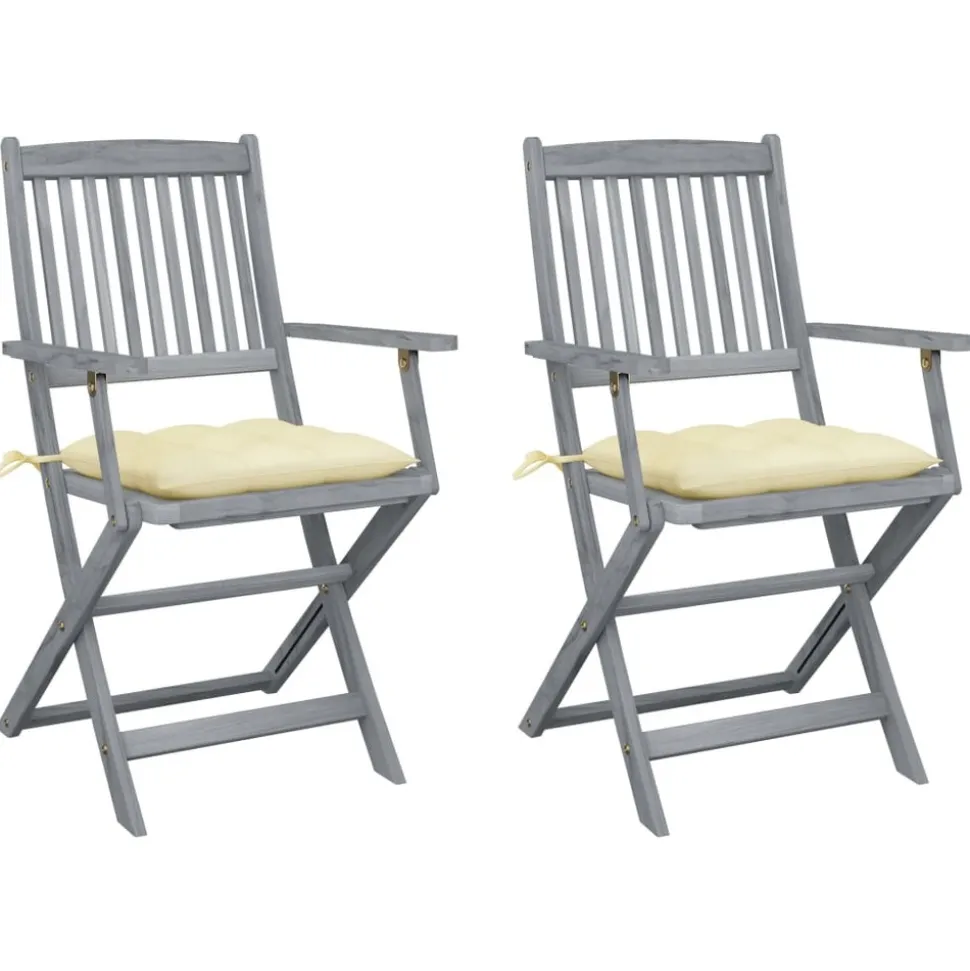 MAISON EXCLUSIVE - Chaises pliables d'extérieur lot de 2 et coussins bois d'acacia