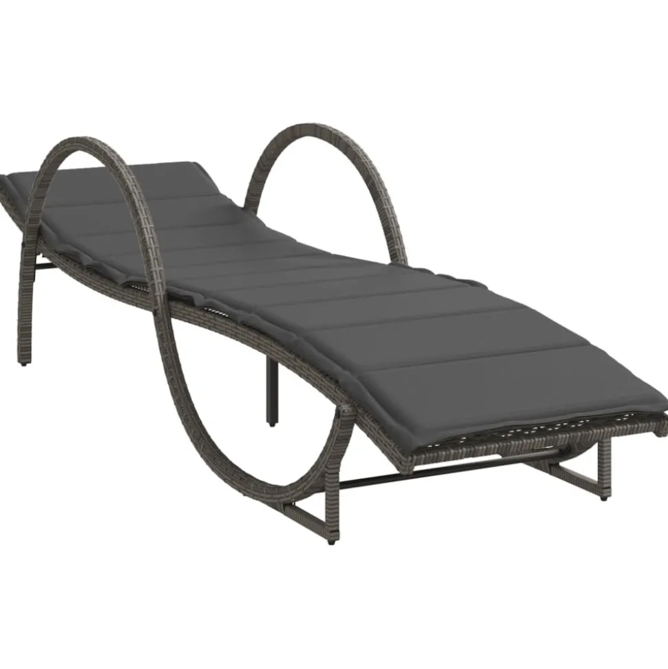 MAISON EXCLUSIVE - Chaises longues lot de 2 avec coussins gris résine tressée