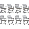 MAISON EXCLUSIVE - Chaises pliables d'extérieur lot de 8 et coussins bois d'acacia
