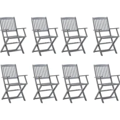 MAISON EXCLUSIVE - Chaises pliables d'extérieur lot de 8 et coussins bois d'acacia