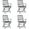 MAISON EXCLUSIVE - Chaises pliables d'extérieur lot de 4 et coussins bois d'acacia