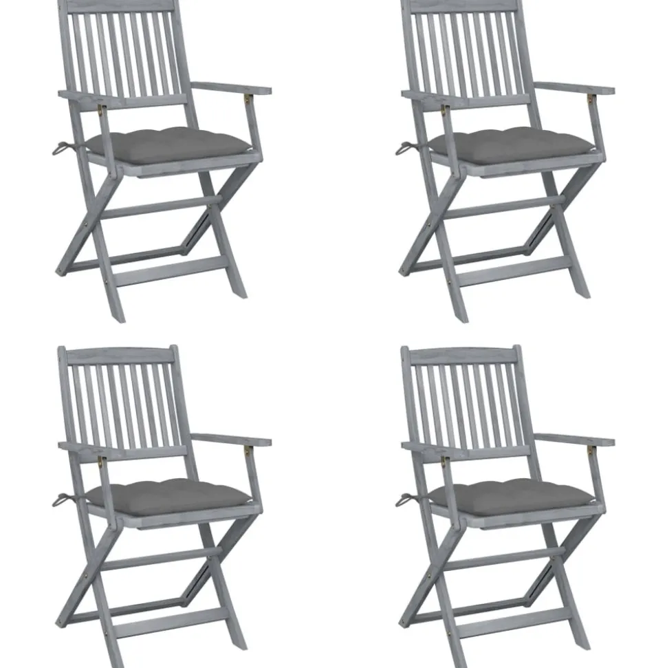 MAISON EXCLUSIVE - Chaises pliables d'extérieur lot de 4 et coussins bois d'acacia