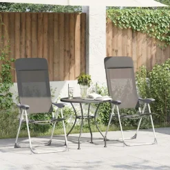 MAISON EXCLUSIVE - Chaises de camping pliables lot de 4 gris aluminium