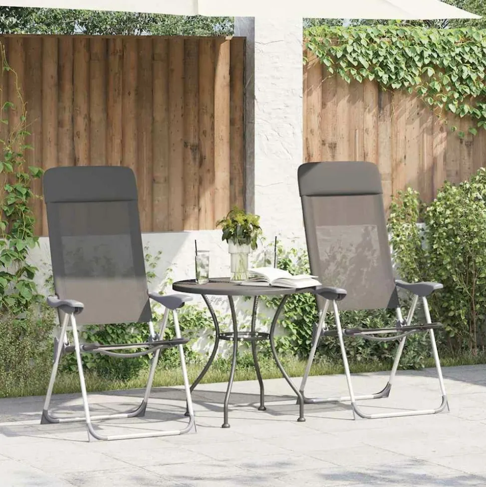 MAISON EXCLUSIVE - Chaises de camping pliables lot de 4 gris aluminium