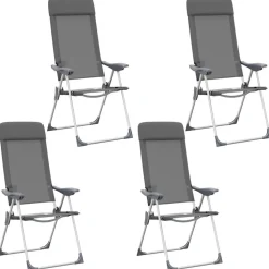 MAISON EXCLUSIVE - Chaises de camping pliables lot de 4 gris aluminium