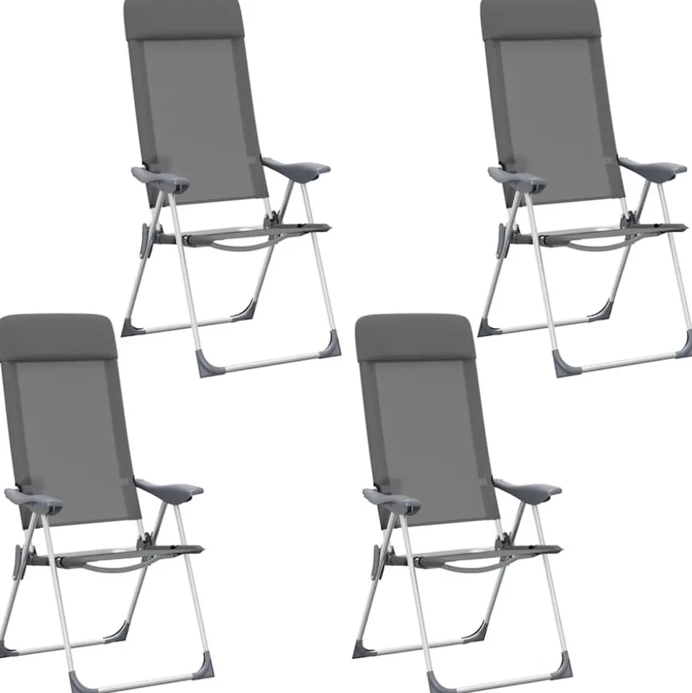 MAISON EXCLUSIVE - Chaises de camping pliables lot de 4 gris aluminium