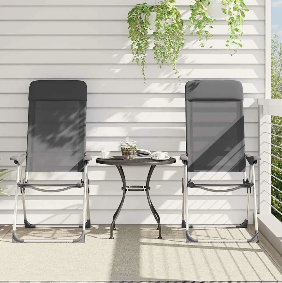 MAISON EXCLUSIVE - Chaises de camping pliables lot de 4 gris aluminium