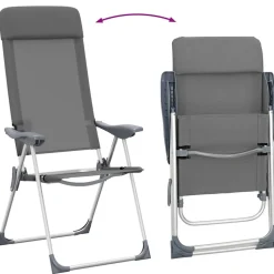 MAISON EXCLUSIVE - Chaises de camping pliables lot de 4 gris aluminium