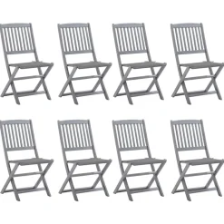MAISON EXCLUSIVE - Chaises pliables d'extérieur lot de 8 et coussins bois d'acacia