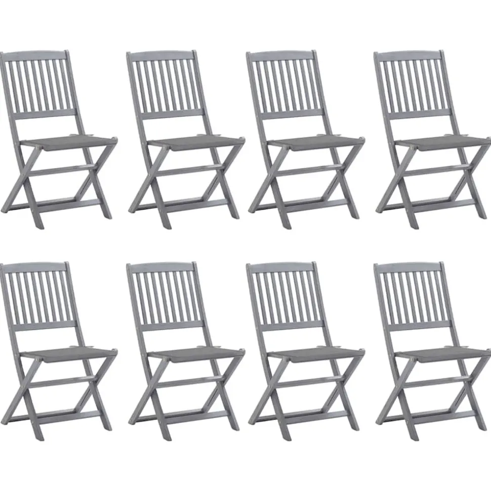 MAISON EXCLUSIVE - Chaises pliables d'extérieur lot de 8 et coussins bois d'acacia
