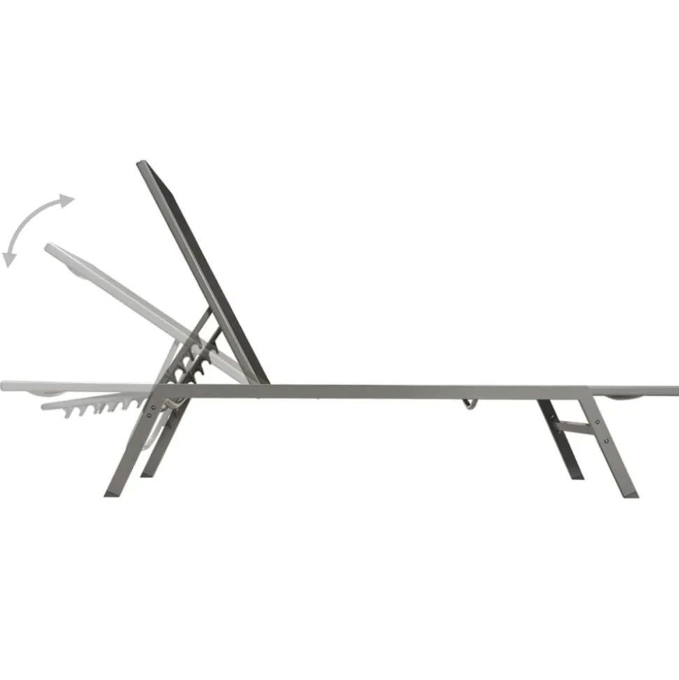 MAISON EXCLUSIVE - Chaises longues lot de 2 avec table acier et textilène noir
