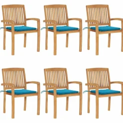 MAISON EXCLUSIVE - Chaises de jardin empilables avec coussins lot de 6 teck solide