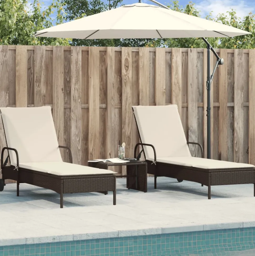 MAISON EXCLUSIVE - Chaises longues avec coussins lot de 2 marron résine tressée