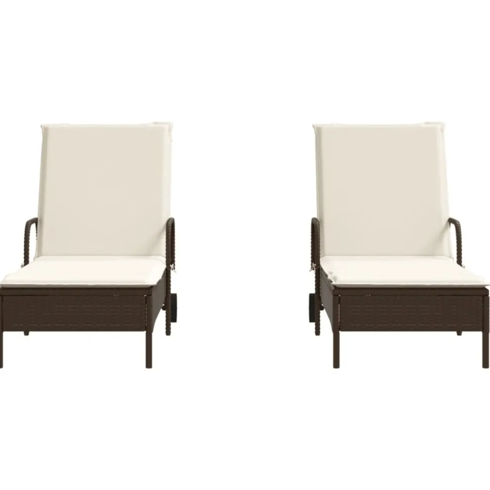MAISON EXCLUSIVE - Chaises longues avec coussins lot de 2 marron résine tressée