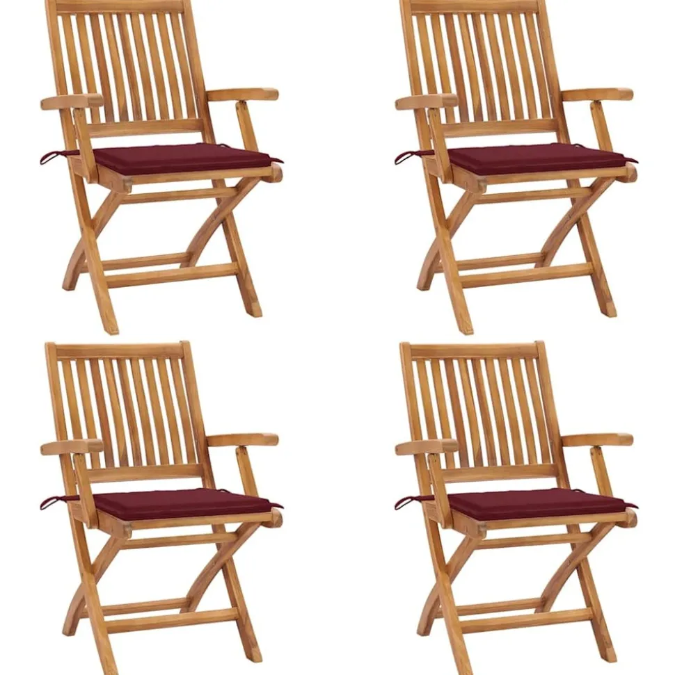 MAISON EXCLUSIVE - Chaises pliables de jardin avec coussins lot de 4 teck solide