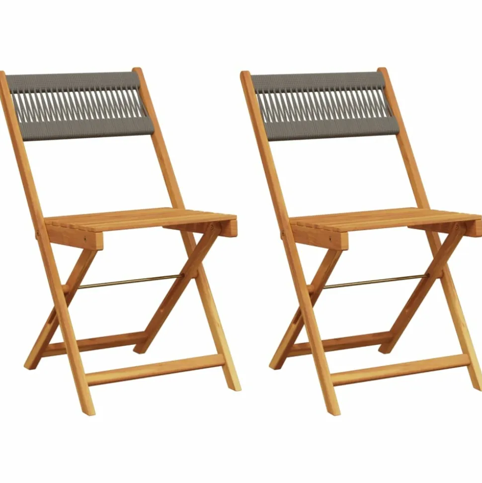 MAISON EXCLUSIVE - Chaises de bistrot lot de 2 gris bois d'acacia et corde