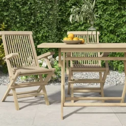 MAISON EXCLUSIVE - Chaises de jardin pliantes lot de 2 gris 56x61x89cm bois teck