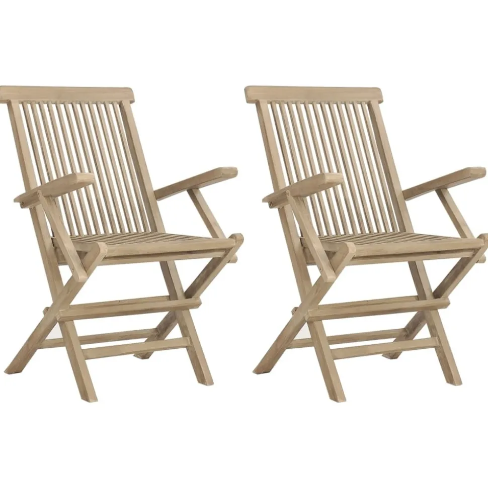 MAISON EXCLUSIVE - Chaises de jardin pliantes lot de 2 gris 56x61x89cm bois teck