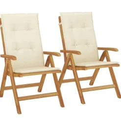 MAISON EXCLUSIVE - Chaises de jardin inclinables lot de 2 et coussins teck massif