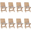 MAISON EXCLUSIVE - Chaises pliables de jardin avec coussins lot de 8 teck solide