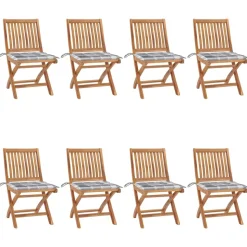 MAISON EXCLUSIVE - Chaises pliables de jardin avec coussins lot de 8 teck solide