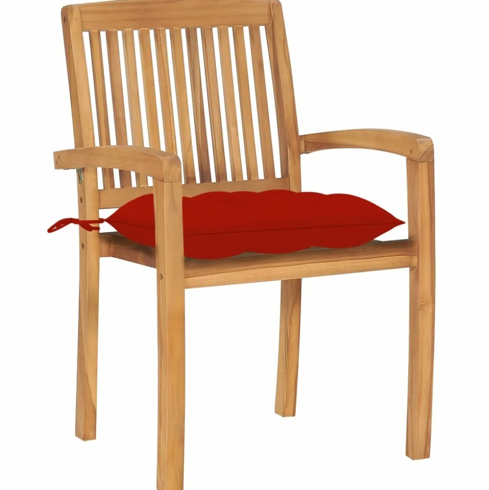 MAISON EXCLUSIVE - Chaises de jardin empilables avec coussins lot de 6 teck solide
