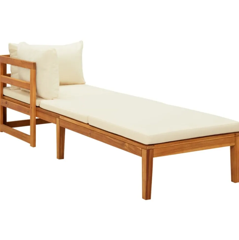 MAISON EXCLUSIVE - Chaises longues et coussins blanc crème lot de 2 bois d'acacia