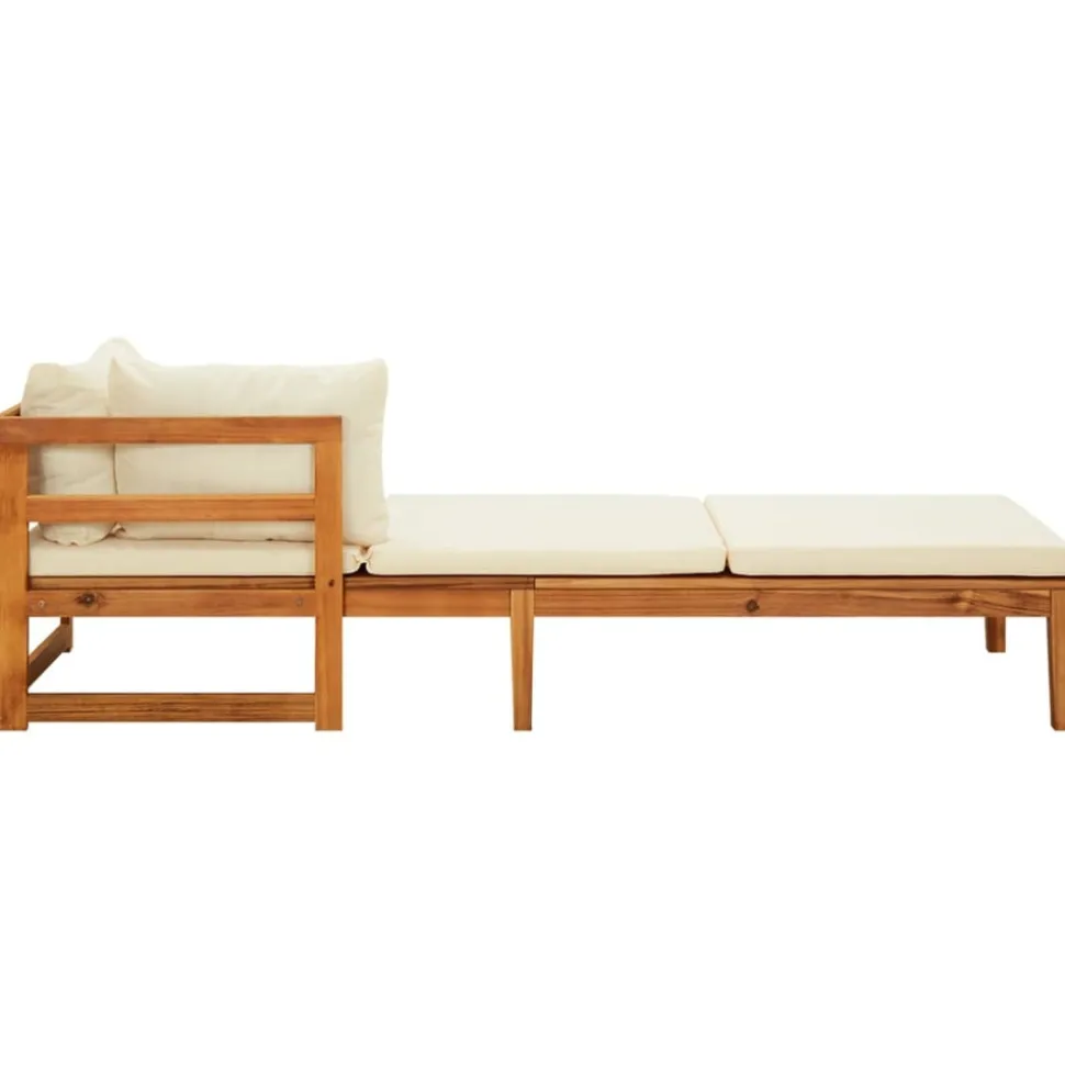 MAISON EXCLUSIVE - Chaises longues et coussins blanc crème lot de 2 bois d'acacia