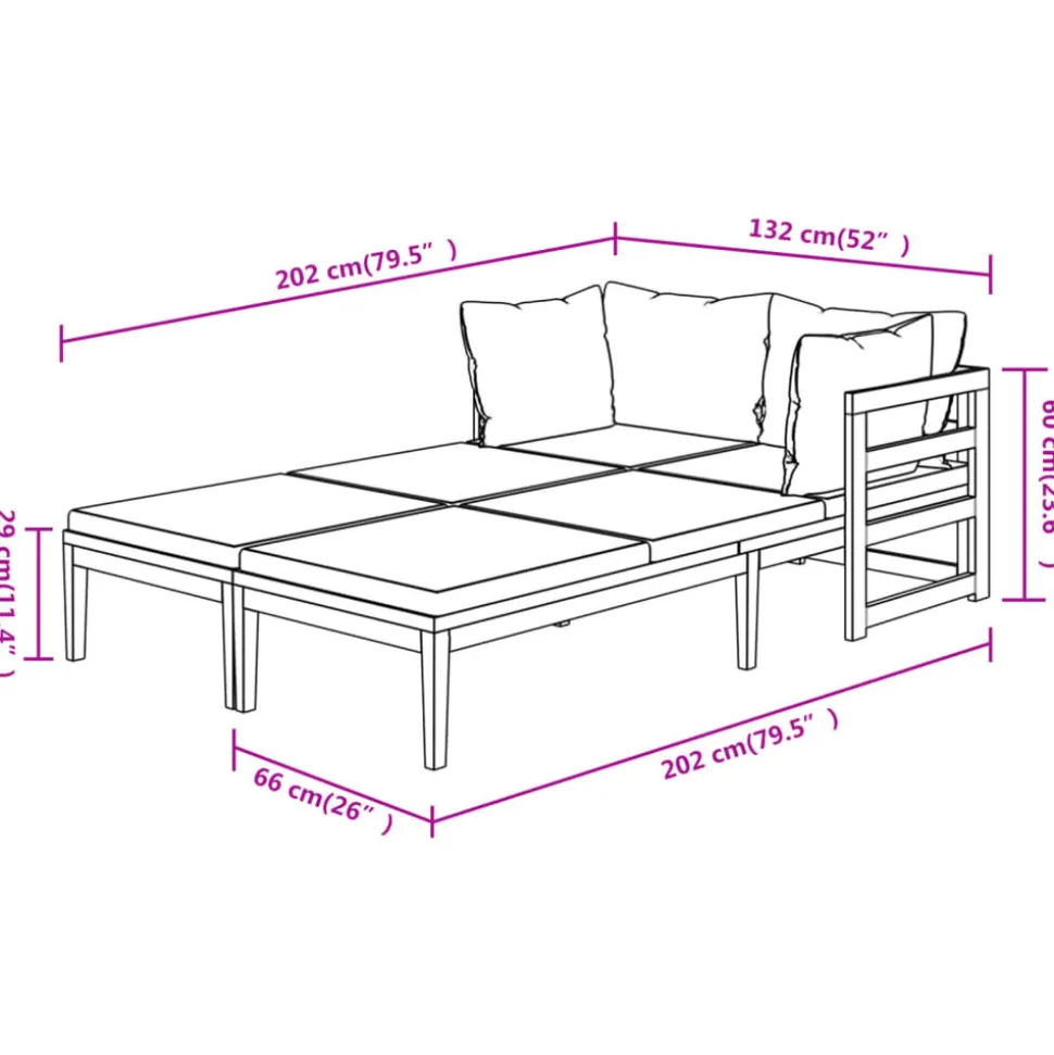MAISON EXCLUSIVE - Chaises longues et coussins blanc crème lot de 2 bois d'acacia