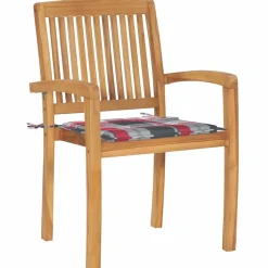 MAISON EXCLUSIVE - Chaises de jardin empilables avec coussins lot de 4 teck solide