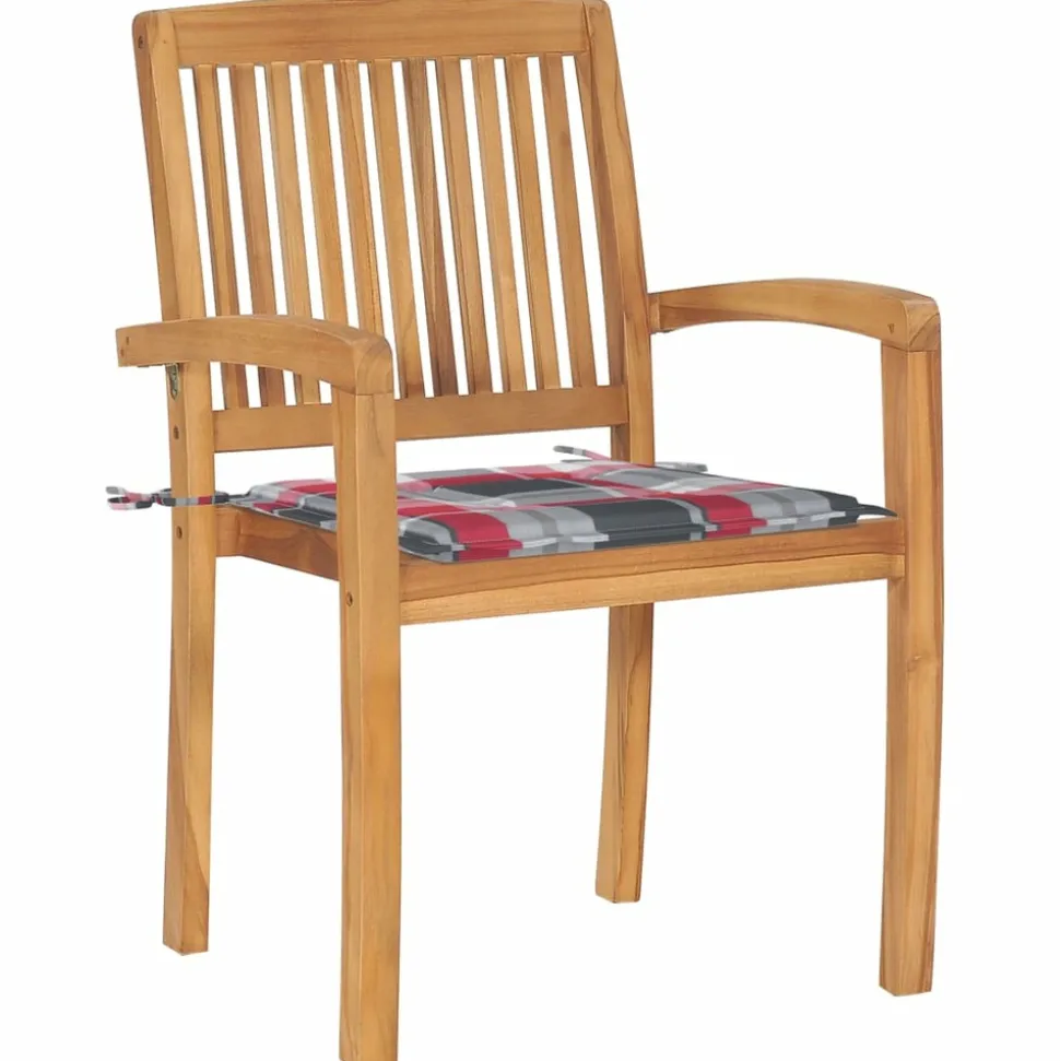 MAISON EXCLUSIVE - Chaises de jardin empilables avec coussins lot de 4 teck solide
