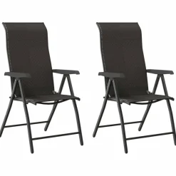 MAISON EXCLUSIVE - Chaises pliables jardin lot de 2 couleur café noir poly rotin