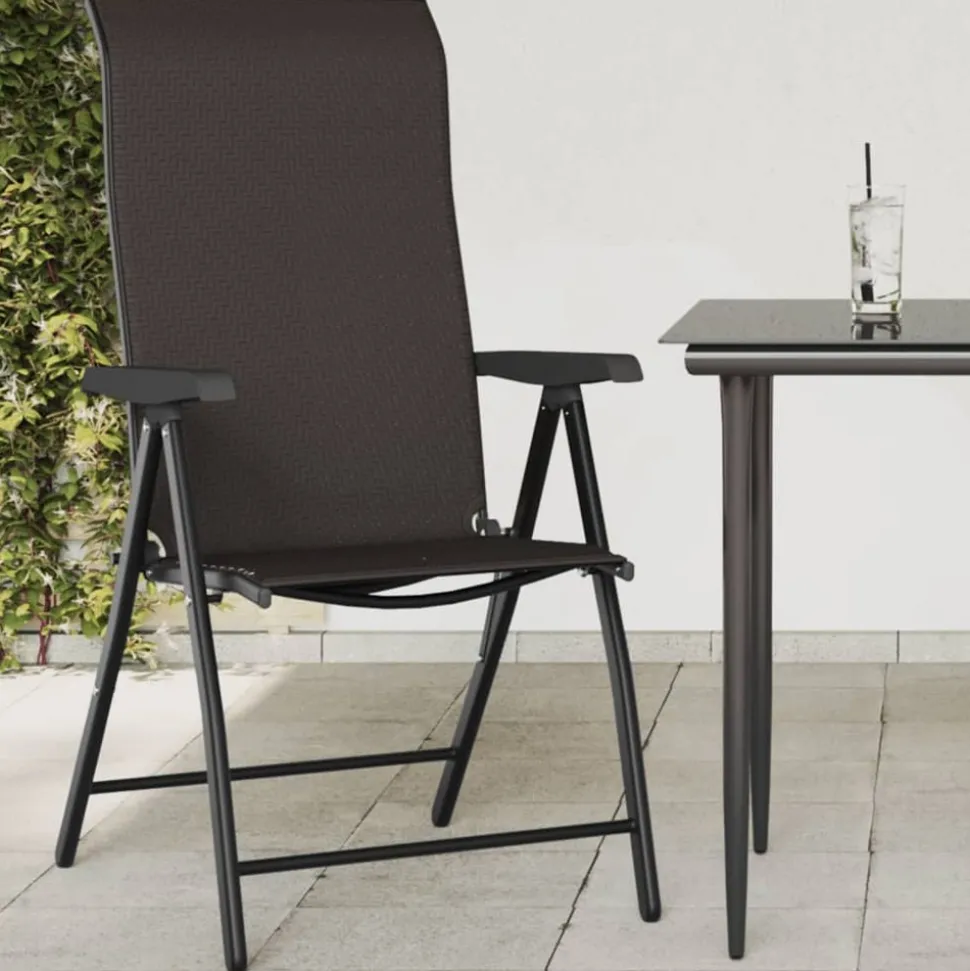 MAISON EXCLUSIVE - Chaises pliables jardin lot de 2 couleur café noir poly rotin