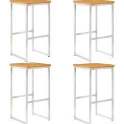 MAISON EXCLUSIVE - Chaises de bar lot de 4 bois d'acacia solide/acier inoxydable