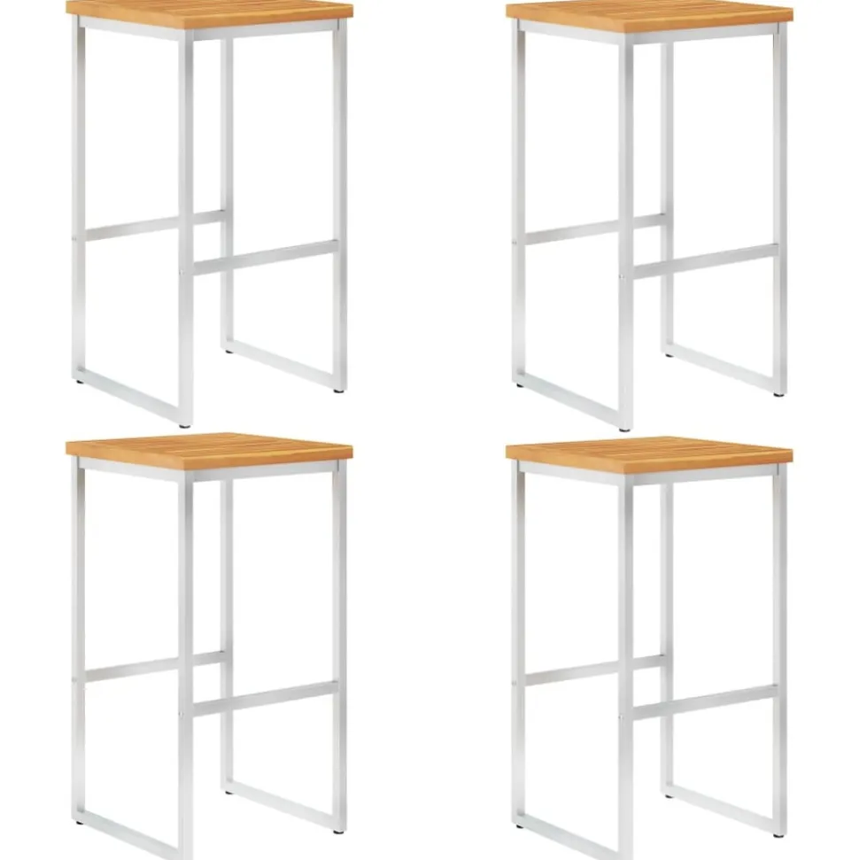 MAISON EXCLUSIVE - Chaises de bar lot de 4 bois d'acacia solide/acier inoxydable