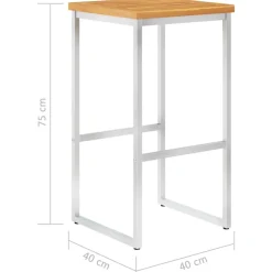 MAISON EXCLUSIVE - Chaises de bar lot de 4 bois d'acacia solide/acier inoxydable