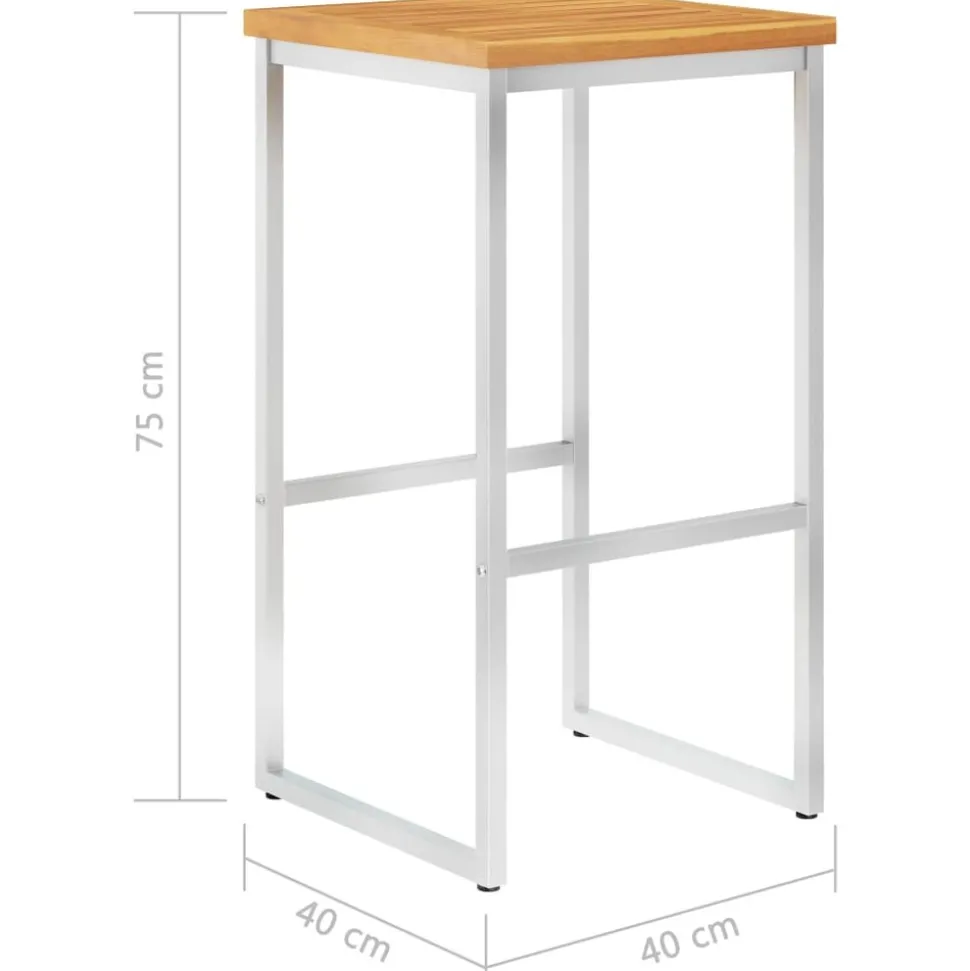 MAISON EXCLUSIVE - Chaises de bar lot de 4 bois d'acacia solide/acier inoxydable