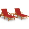 MAISON EXCLUSIVE - Chaises longues lot de 2 avec table et coussins acacia solide