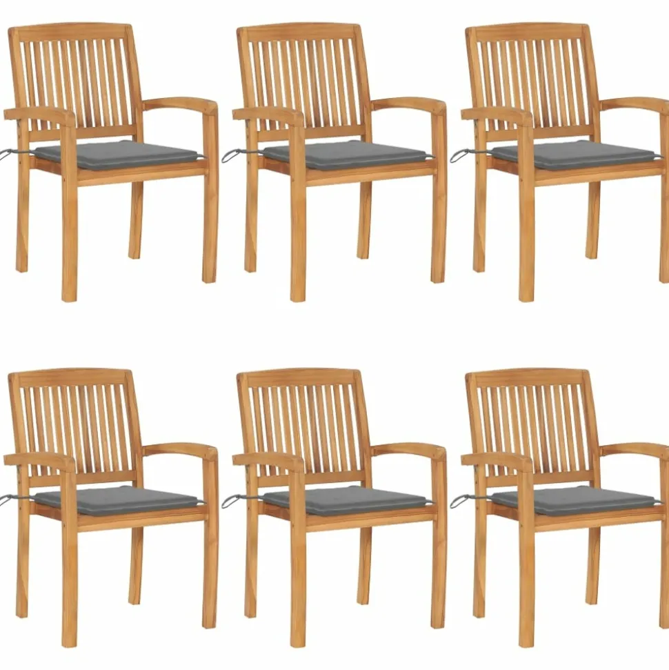 MAISON EXCLUSIVE - Chaises de jardin empilables avec coussins lot de 6 teck solide