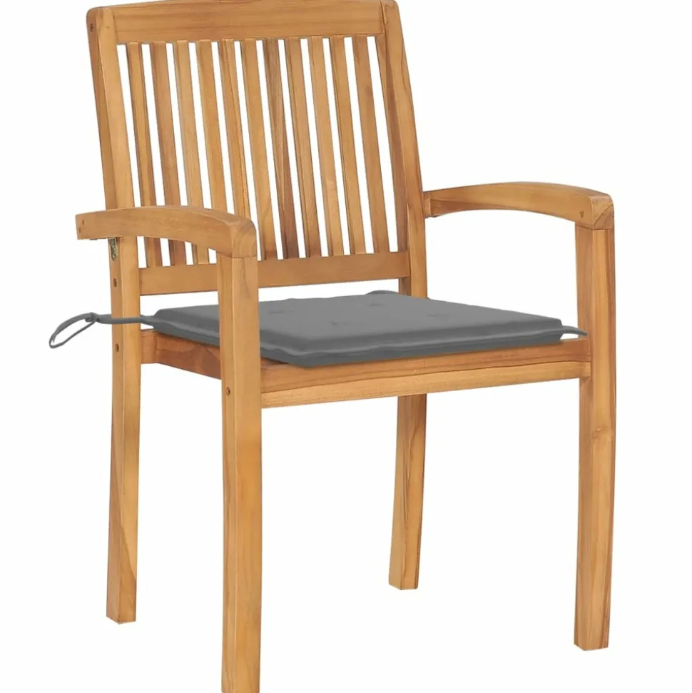 MAISON EXCLUSIVE - Chaises de jardin empilables avec coussins lot de 6 teck solide