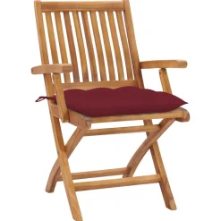MAISON EXCLUSIVE - Chaises de jardin lot de 2 coussins rouge bordeaux teck massif