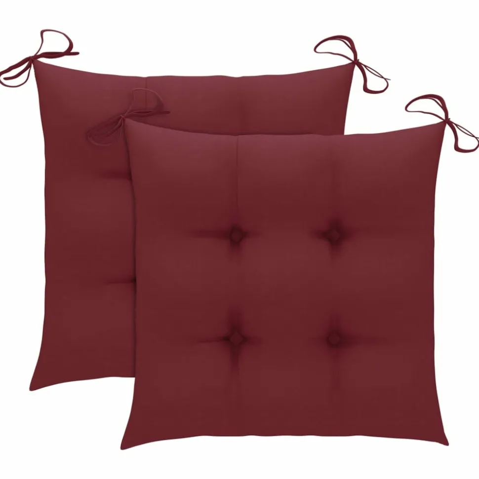 MAISON EXCLUSIVE - Chaises de jardin lot de 2 coussins rouge bordeaux teck massif