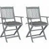 MAISON EXCLUSIVE - Chaises pliables d'extérieur lot de 2 et coussins bois d'acacia